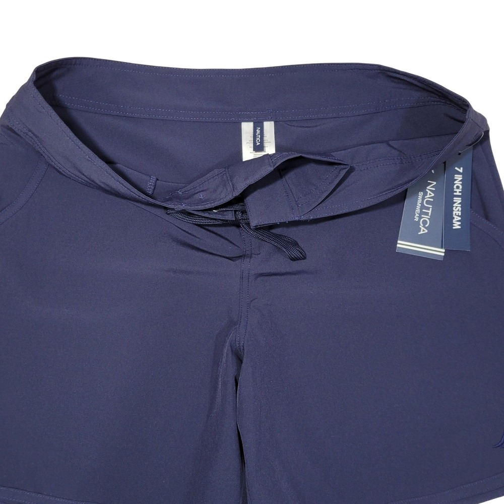 Nautica Board Swim Shorts Women Medium Navy Blue 7" Inseam Pockets Quick Dry NEW - Picture 7 of 14